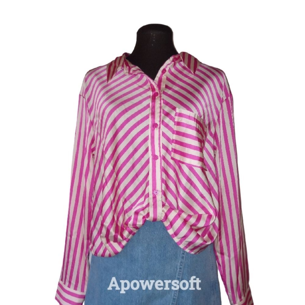 Lush Satin Striped Blouse